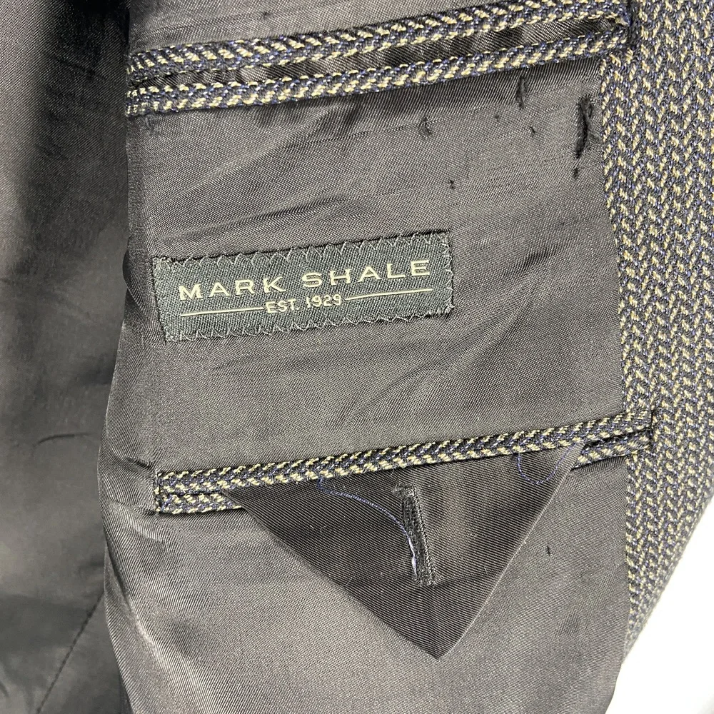 Jack Victor‎ Mark Shale Lanzawood Wool Blazer Black Tan Notched Lapel Mens 43 R